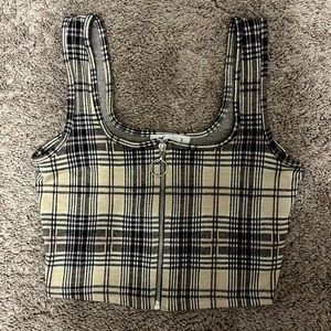 Plaid Hollister Zipper Crop Top